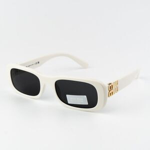 NEW Miu Miu MU08ZS 1425S0 GLIMPSE Ivory Grey Rectangle Women Sunglasses